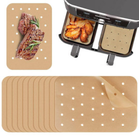 100 Feuilles de Papier Sulfurisé Perforé pour Friteuse à Air - 20,5 x 14 cm