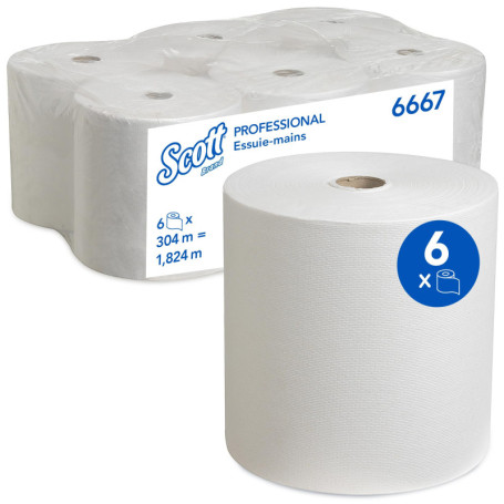 Essuie-Mains Roulés Scott 6667 - Ultra Absorbants et Certifiés Contact Alimentaire