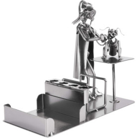 Figurine Décorative en Métal avec Porte-Stylo et Chien - BRUBAKER