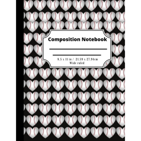 Carnet de Composition Baseball 8,5 x 11 pouces - Cahier Ligné pour Étudiants
