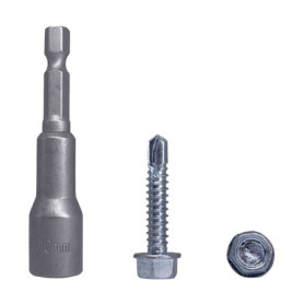 Lot de 30 vis autotaraudeuses en acier zingué 6,3 x 32 mm - Tête hexagonale