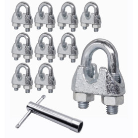 Lot de 10 colliers de serrage M8 en acier pour câbles de 10 mm