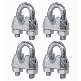 Lot de 4 colliers de serrage M10 en acier pour câbles Ø 13 mm