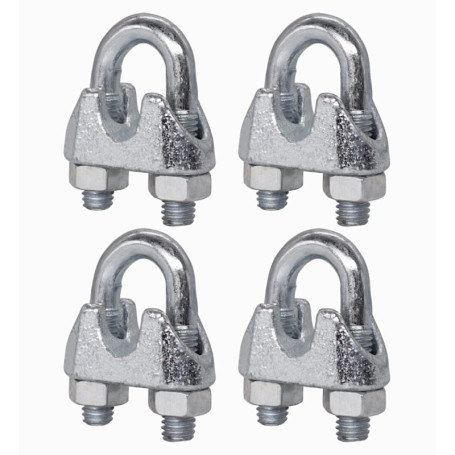 Lot de 4 colliers de serrage M10 en acier pour câbles Ø 13 mm