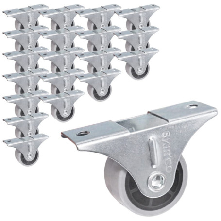 SKIR'CO Lot de 20 Roulettes Fixes en Caoutchouc Gris pour Meubles