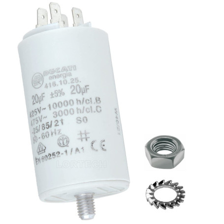 Condensateur Moteur 20µF 475V - Cylindrique - Fabriqué en Italie