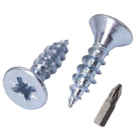 Lot de 100 vis à bois en acier zingué SKIR'CO - Tête fraisée Pozidriv 5,0 x 16 mm