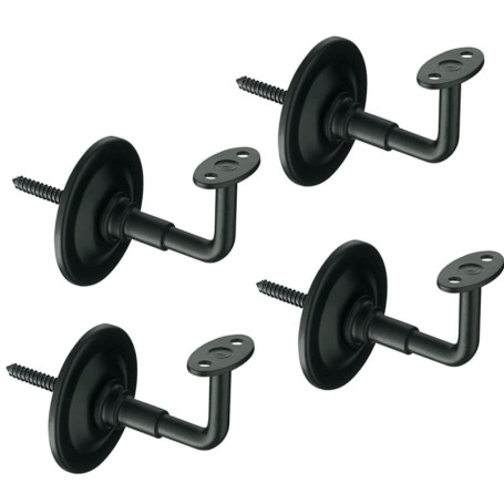 Lot de 4 supports muraux en acier noir pour rampes d'escalier