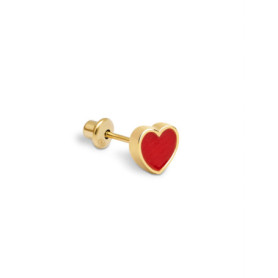Boucle d'oreille Coeur Rouge Émaillé en Argent Sterling 925