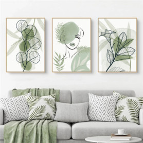 Lot de 3 posters abstraits feuilles vertes - Sarah Duke