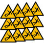 Autocollant Avertissement Triangle Becral - 12 Unités en Polyester Jaune et Noir