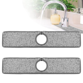 Tapis Absorbant pour Robinet de Cuisine - Lot de 2 en Gris