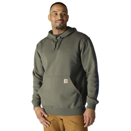 Sweat à capuche Carhartt homme olive avec logo sur la manche