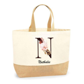 Sac Cabas Nathalie en Coton et Jute - Élégance Vintage pour Plage et Courses