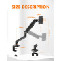 Ibergrif Bras Écran PC pour Moniteur 13-32 Pouces, Support Écran Ergonomique à Ressort à Gaz, Réglable en Hauteur, Inclinable, P