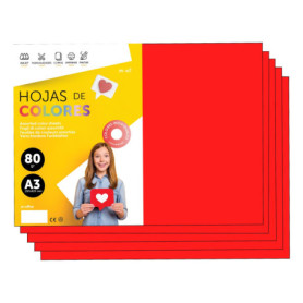 Papier A3 Couleur Rouge - 250 Feuilles 80g pour Imprimante et Loisirs Créatifs