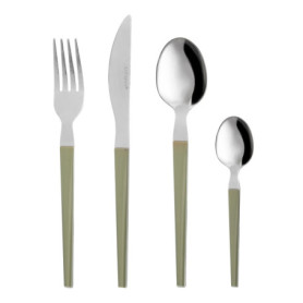 Service de 24 couverts en acier inoxydable avec manches verts Diletta