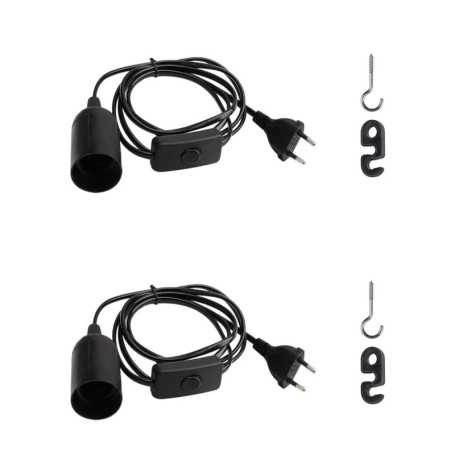 Douille de Lampe E27 avec Câble - Lot de 2, Noir