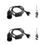 Douille de Lampe E27 avec Câble - Lot de 2, Noir