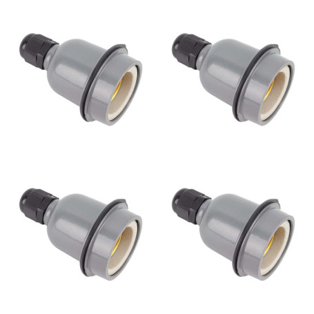 Pack de 4 Douilles E27 Étanches en Aluminium - Support de Lampe Durable