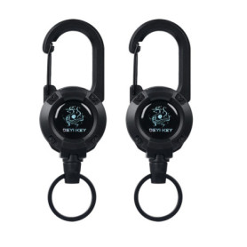 Lot de 2 porte-clés rétractables en acier avec mousqueton - Design compact et anti-perte