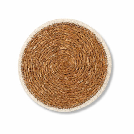 Dessous de Plat Rond en Jonc de Mer avec Bordure Blanche - 20 cm