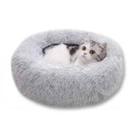 Lit Donut Moelleux pour Chats et Chiens - Coussin Apaisant Rond 40cm