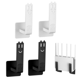 Support Mural Adhésif pour Routeur - 4 Pièces Noir et Blanc