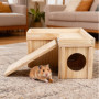 Maison en Bois pour Hamster avec Échelle et Gamelle - Accessoire Amovible