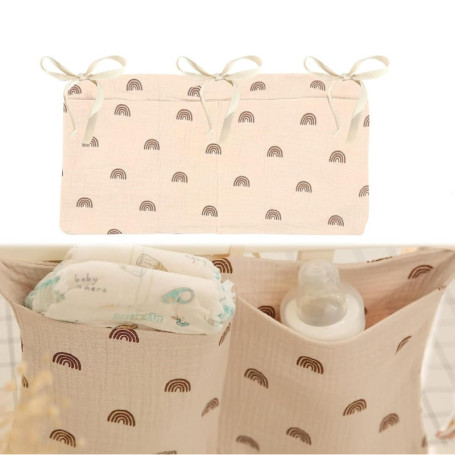 Sac de Rangement Suspendu pour Lit Bébé - 2 Compartiments Pratiques