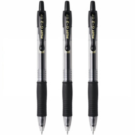 Pack de 3 Stylos Rétractables Pilot G-2 0.7mm Noir - Écriture Fluide
