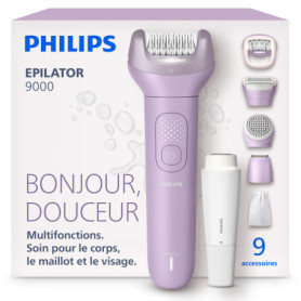 Philips Épilateur Série 9000 avec ProGuide et 9 Accessoires - Épilation Douce et Efficace