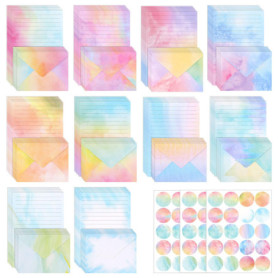 Ensemble de 160 Pièces de Papier à Lettres Aquarelle avec Enveloppes et Autocollants