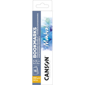 Canson Montval - Lot de 16 Feuilles Aquarelle Grain Fin 300 g/m² - 5 x 19 cm