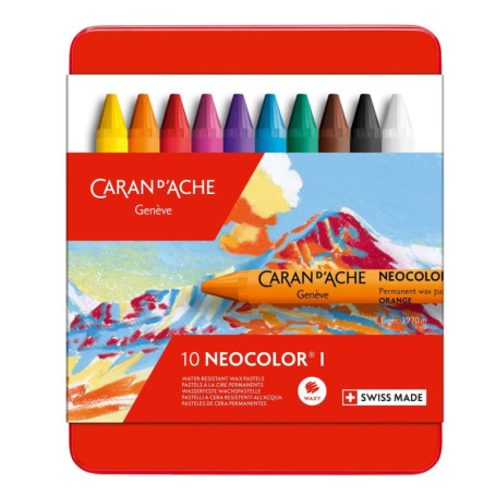 Lot de 10 Crayons de Cire Hydrosolubles Caran d'Ache Néocolor I