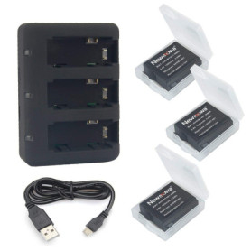 Pack de 3 Batteries Rechargeables Newmowa AHDBT-401 avec Chargeur Rapide pour GoPro