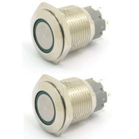 Interrupteur à Bouton-Poussoir Étanche DollaTek 16mm 10A avec LED Verte