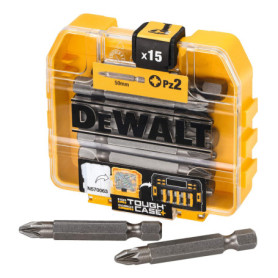 Coffret d'Embouts de Vissage DEWALT Toughcase PZ2 50mm - 15 Pièces