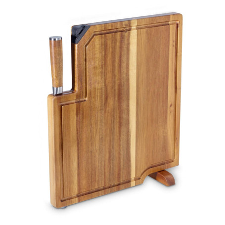 Set de Couteaux de Cuisine avec Planche à Découper en Acacia et Aiguiseur Intégré