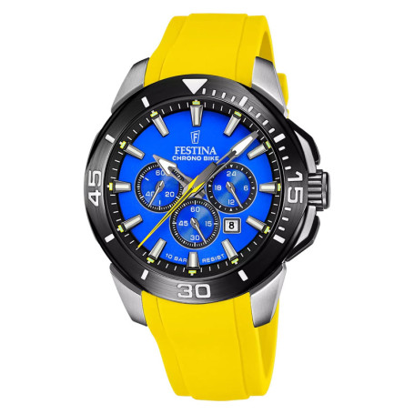 Montre Chronographe Festina Homme F20642/D - Acier Inoxydable et Silicone Jaune