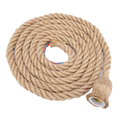Suspension Vintage en Corde de Chanvre - Lustre Industriel E27