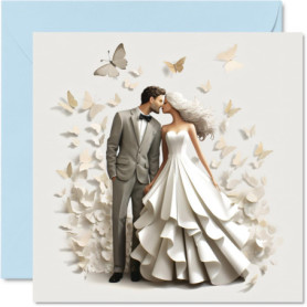 Cartes de mariage élégantes avec papillons - Félicitations et fiançailles