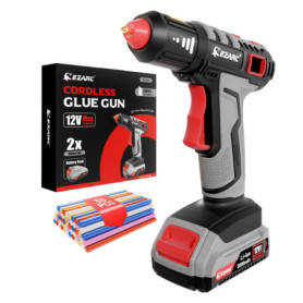 Pistolet à Colle Sans Fil EZARC 12V - Chauffage Rapide 15s avec 50 Bâtons