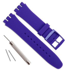 Bracelet de Montre en Silicone Imperméable Bleu pour Swatch - 19mm