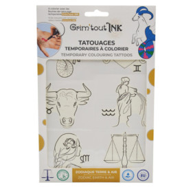 Planche de Tatouages Temporaires à Colorier - Thème Zodiaque par GRIM'TOUT