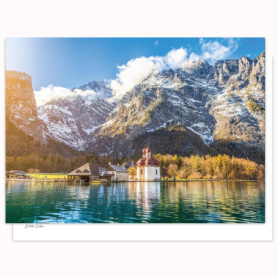 Lot de 10 cartes postales A6 - Paysage de montagne avec église