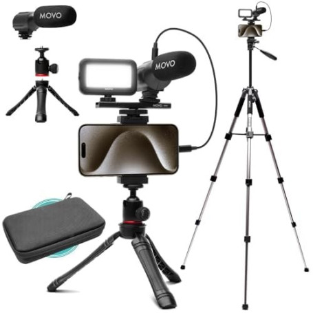Kit de Vlogging Movo pour Smartphone avec Trépied et Microphone Directionnel