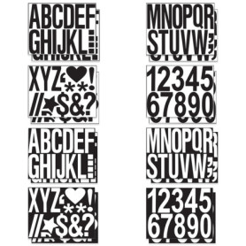 16 Feuilles Autocollants Chiffres et Lettres Noir et Blanc pour Scrapbooking