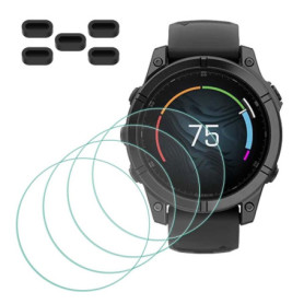 MTHGH Protection Écran Verre Trempé pour Garmin fenix E - 4 Films + Bouchons Anti-Poussière