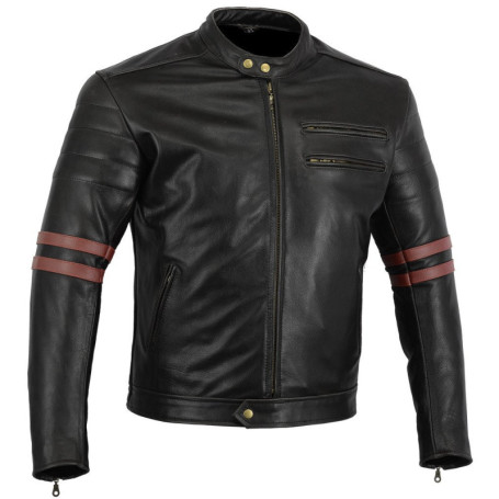Veste de Moto en Cuir Noir et Oxblood avec Protection CE - Bikers Gear Australia